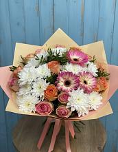 Букет цветов из:  Розы, Герберы и Хризантемы в Черемном