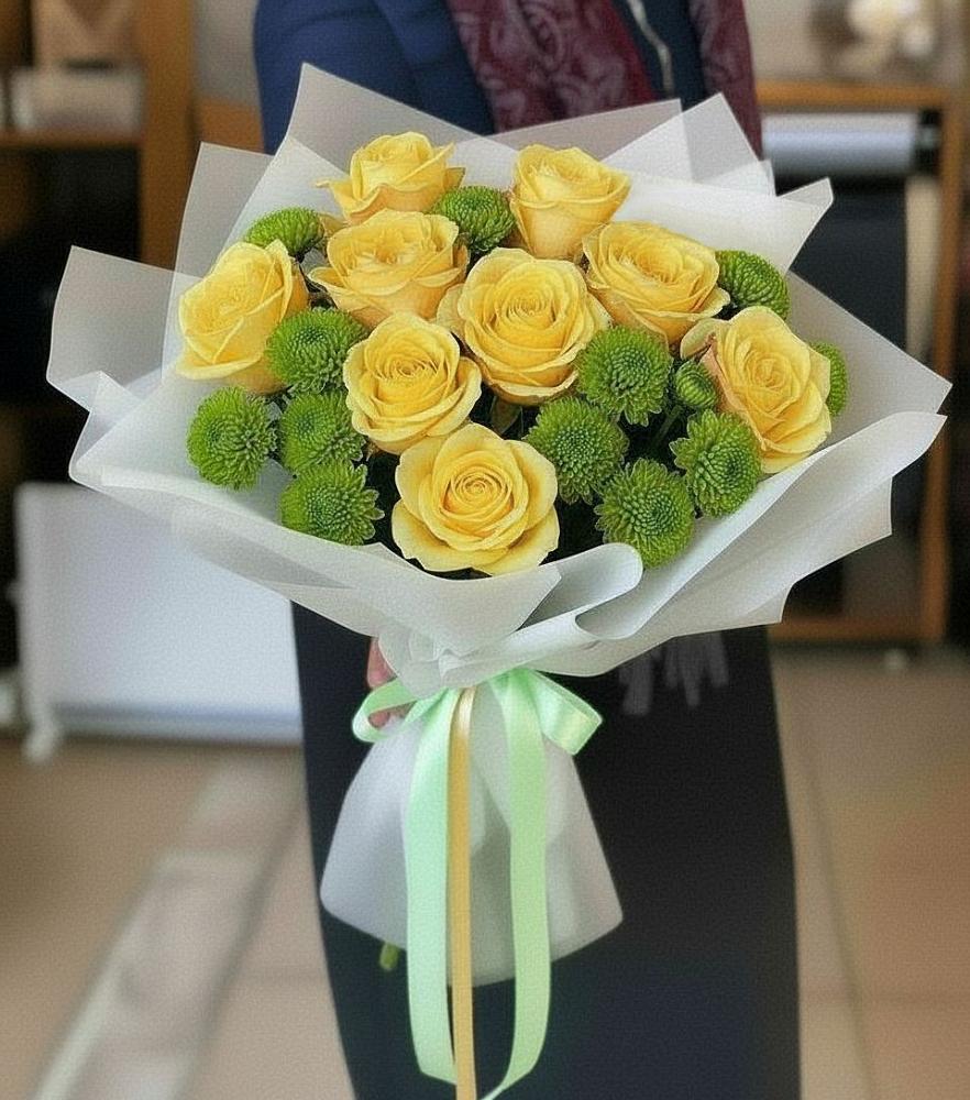 Букет цветов из: Хризантемы и Розы в Черемном