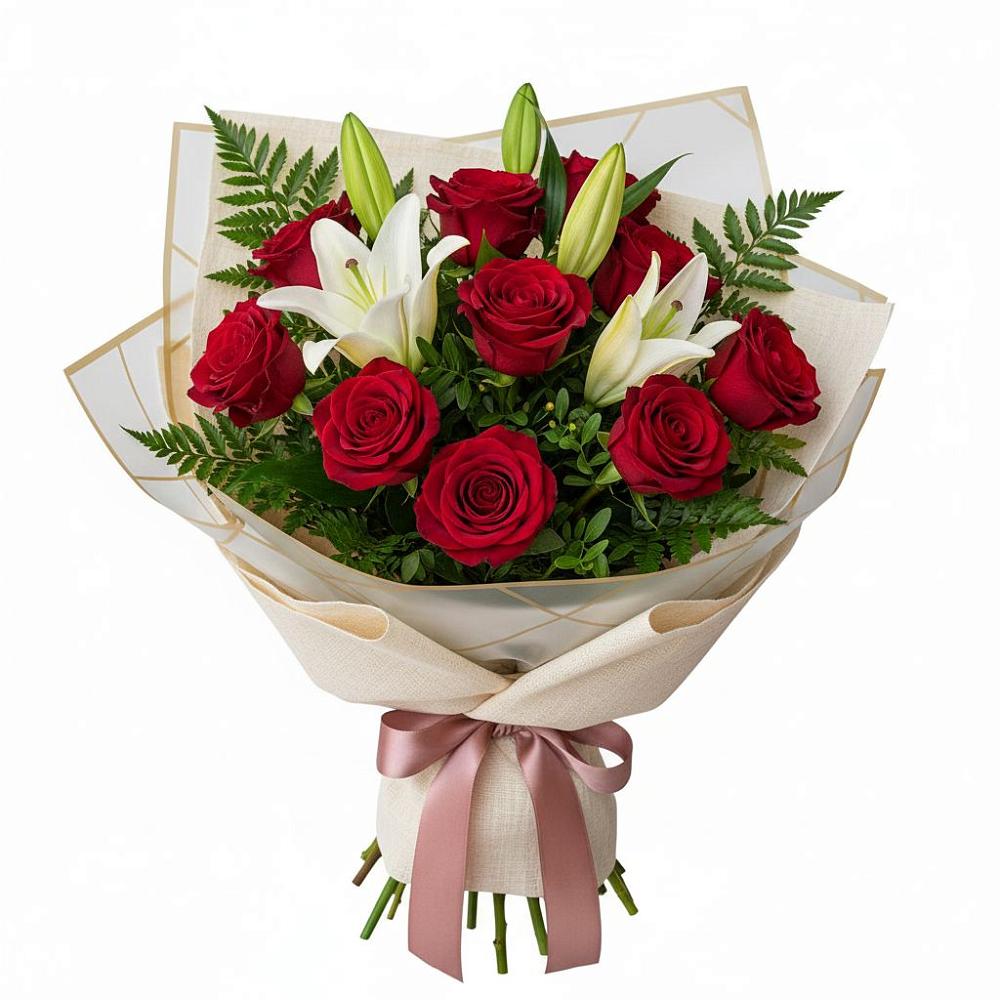 Букет цветов из: Лилии и Розы в Черемном