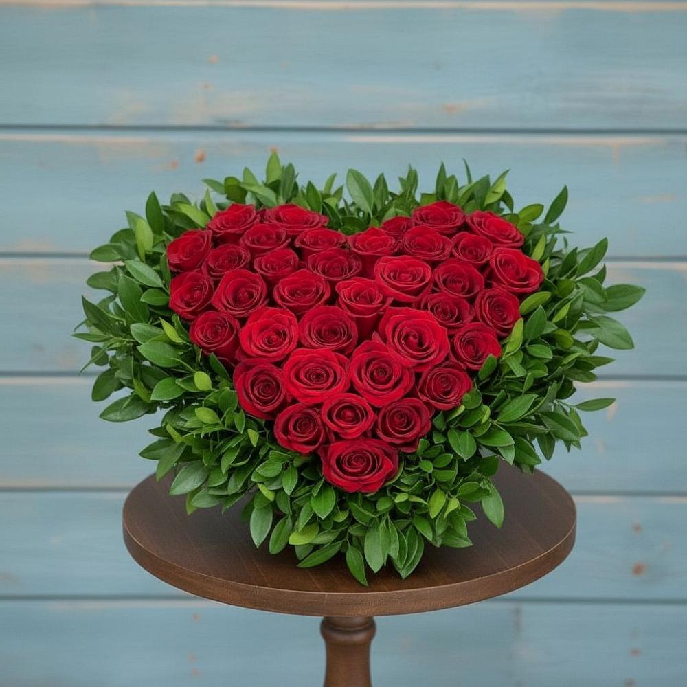 Цветочная композиция из Розы в виде сердца в Черемном