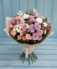 Букет цветов из:  Хризантемы, Розы и Альстромерии в Черемном