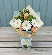 Букет цветов из:  Герберы, Розы и Хризантемы в Черемном