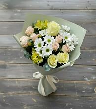 Букет цветов из:  Альстромерии, Розы и Хризантемы в Черемном