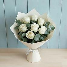 Букет Белые розы в Эвкалипте в Черемном