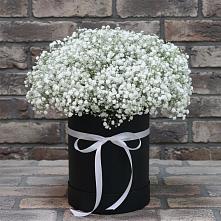 Цветочная композиция из Гипсофила в шляпной коробке в Черемном