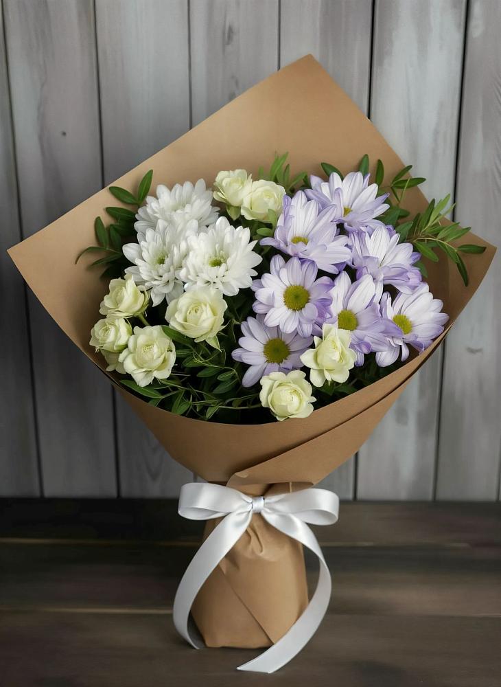 Букет цветов из: Хризантемы и Розы в Черемном